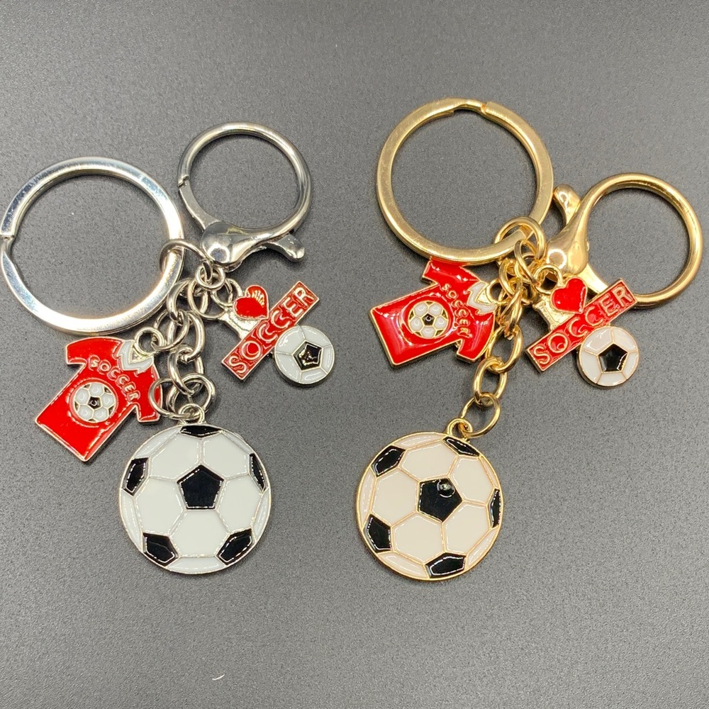 Soccer Keychain red/silver or red/gold